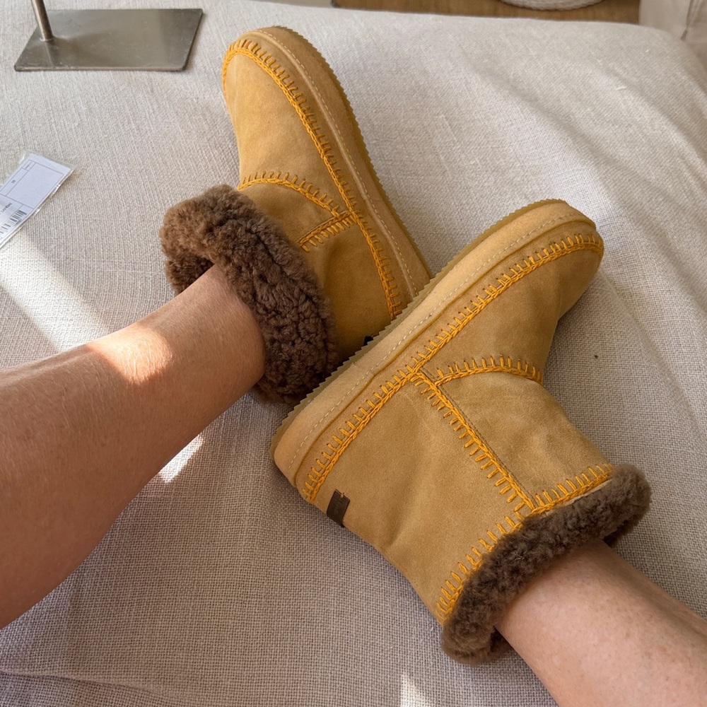 Free people NWT Laidback London Shearling Nyali Croquet camel suede Ankle Boot 🙏 - Picture 6 of 12